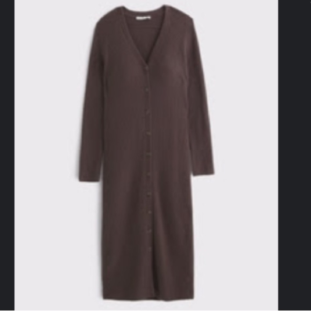 Abercrombie & Fitch Long Button-Front Sweater Dress in Brown